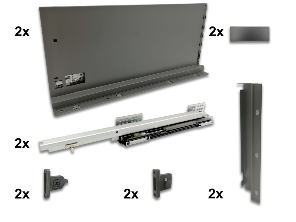 Výsuv BOX H203mm L 450mm antracit 35kg - Výsuvy Plnovýsuvy