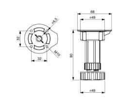 Soklová nožka RIEX 80mm třídílná GK40 2582001r