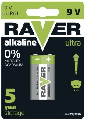 Baterie Raver 9V Ultra 6LF22 - Domácí potřeby
