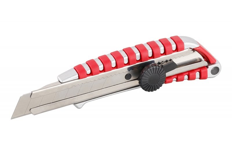 Odlamovací nůž Alu 18mm stříbrno-červený šroubek - Nože, nůžky