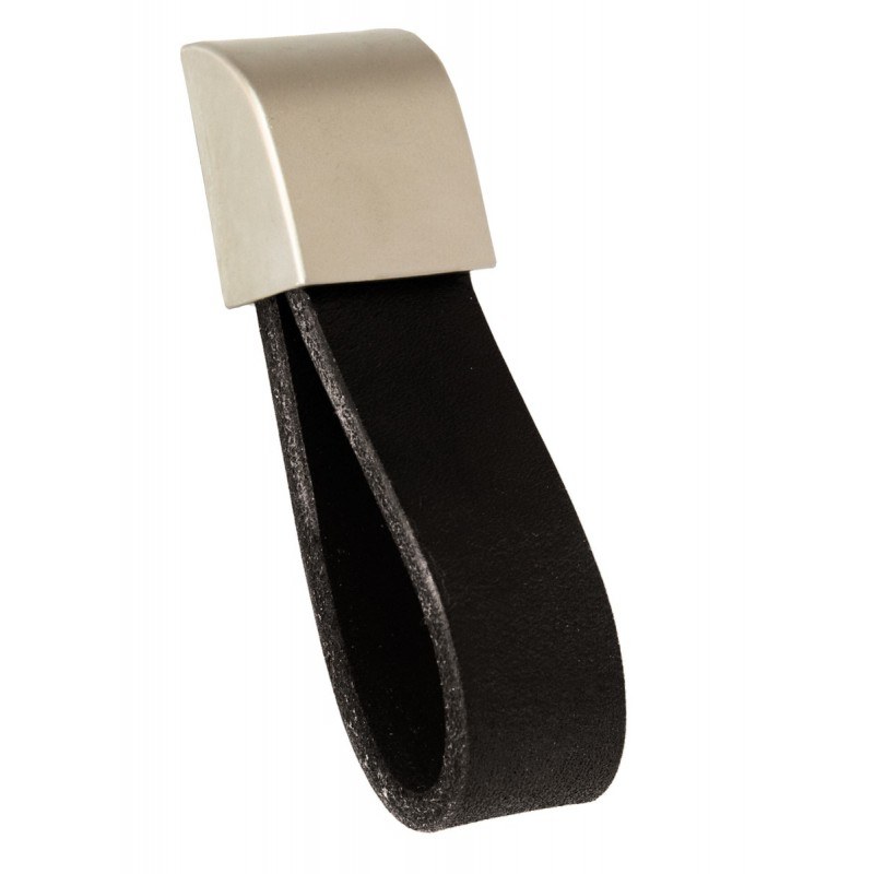 Knopka 5301 kůže černá/kov satina Knopka 5301 kůže černá/kov satina - Úchytky, madla, knopky Úchytky nábytkové, hrazdy, knopky Knopky