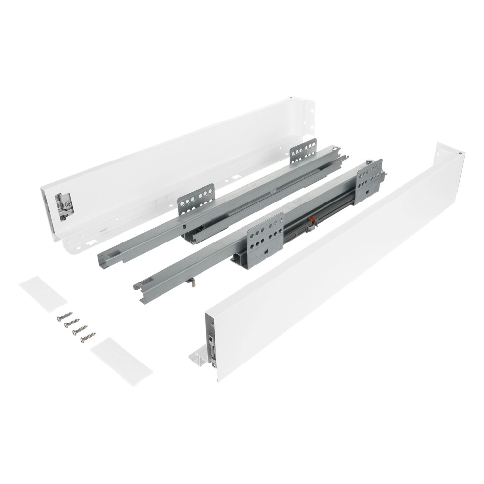 Plnovýsuv Riex ND60 84/270 mm skrytý bílý s dvojitou bočnicí s tlumením - Výsuvy Skryté výsuvy