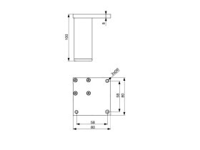 Nožka Riex GA68 38x38mm H100 matná černá 2582047r